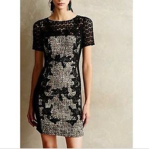 Anthropologie Moulinette Soeurs Lace Crochet Tweed Boucle Twill Dress, Size 4